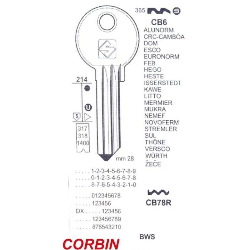 ΚΛΕΙΔΙΑ ΚΥΛΙΝΔΡΩΝ SILCA CRB 28 CORBIN CB6