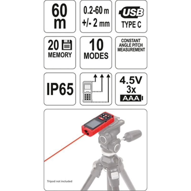 ΜΕΤΡΟ LASER 60M  YT-73127  YATO - Image 2