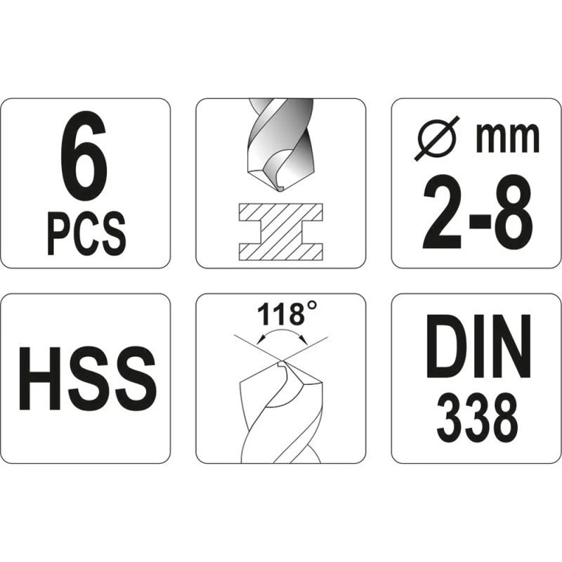 ΤΡΥΠΑΝΙΑ ΣΕΤ HSS 6 (2-8) ΤΜΧ. YT-4460 - Image 2