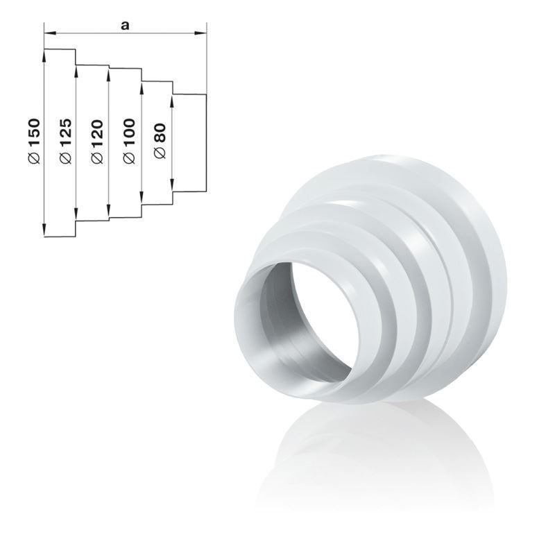 Μειωτήρας πλαστικός εξαερισμού Φ80-Φ150mm Vents - Image 2