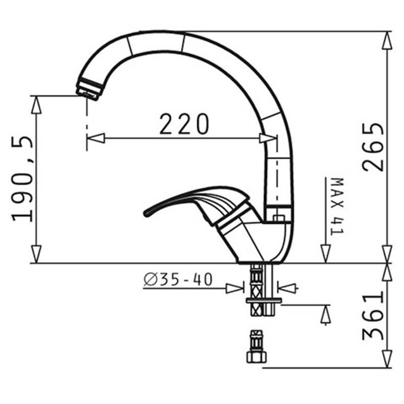 Μπαταρία κουζίνας χρωμέ Mezzo essential PYRAMIS - Image 2