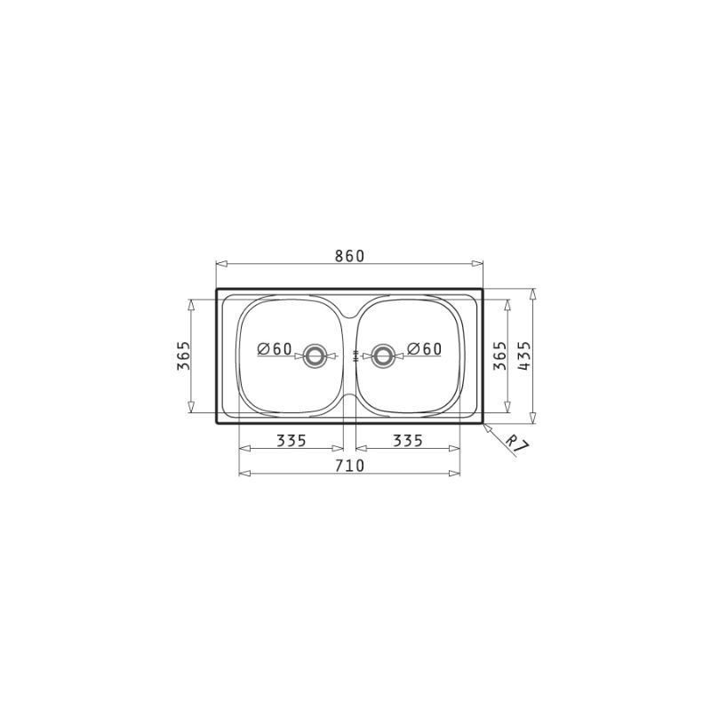 Ένθετος Νεροχύτης Inox 86x43.5cm E33/33 PYRAMIS - Image 2