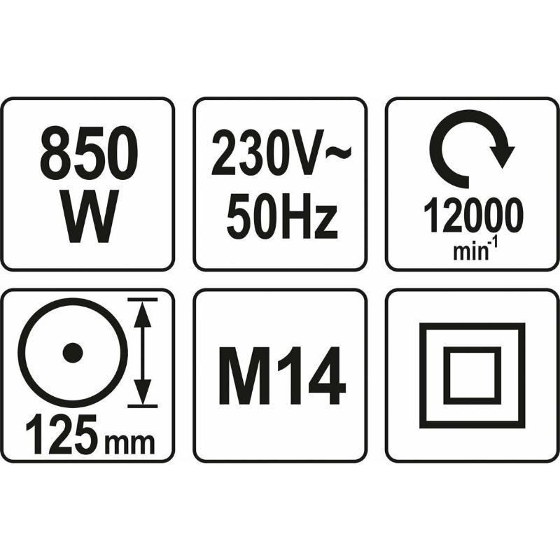 Γωνιακός τροχός με λεπτό σώμα 850W YATO YT-82097 - Image 2