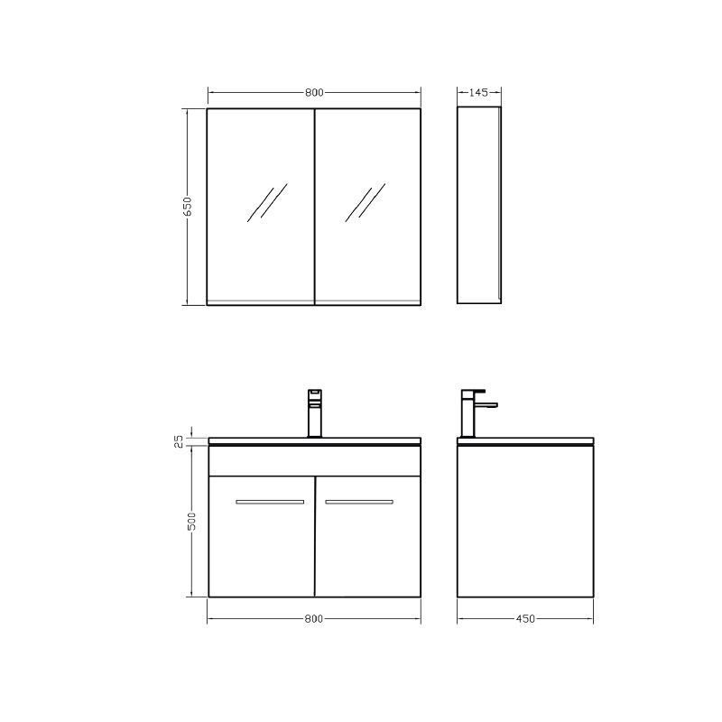 Έπιπλο Μπάνιου Κρεμαστό με καθρέπτη Laminate LAGINA 80 - Image 2