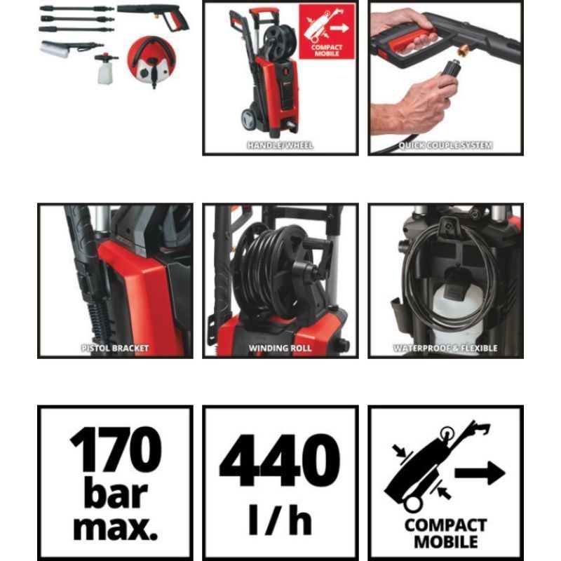 Πλυστικό υψηλής πίεσης 170bar - 2300W TE-HP 170 4140770 Einhell - Image 3