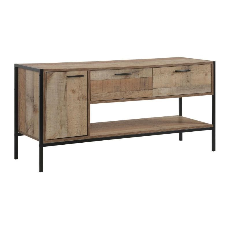 PALLET έπιπλο TV με 2συρτάρια, ντουλάπι, ράφι antique oak Y60x124x40εκ.