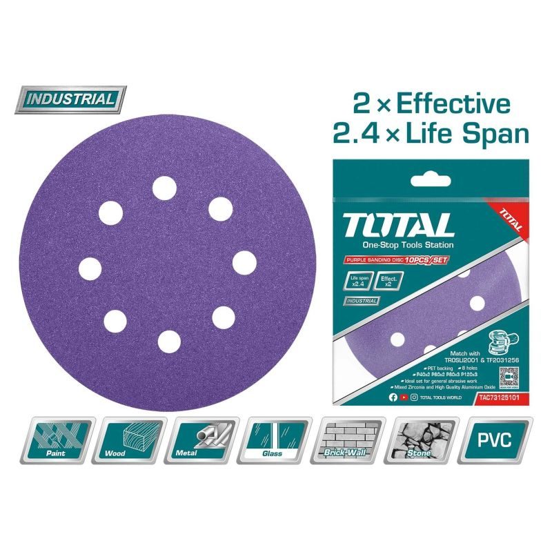 TOTAL ΣΕΤ ΓΥΑΛΟΧΑΡΤΑ 125mm 10ΤΕΜ ΓΙΑ TROSLI2001 / TF2031256 (TAC73125101)