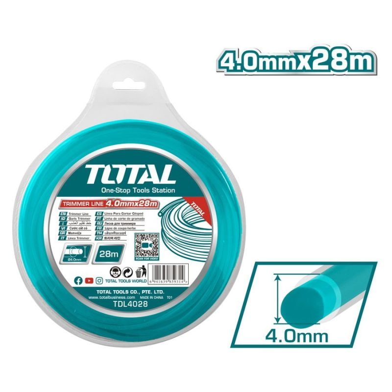 TOTAL ΜΕΣΙΝΕΖΑ ΣΤΡΟΓΓΥΛΗ DUAL POWER 4mm - 28m (TDL4028)