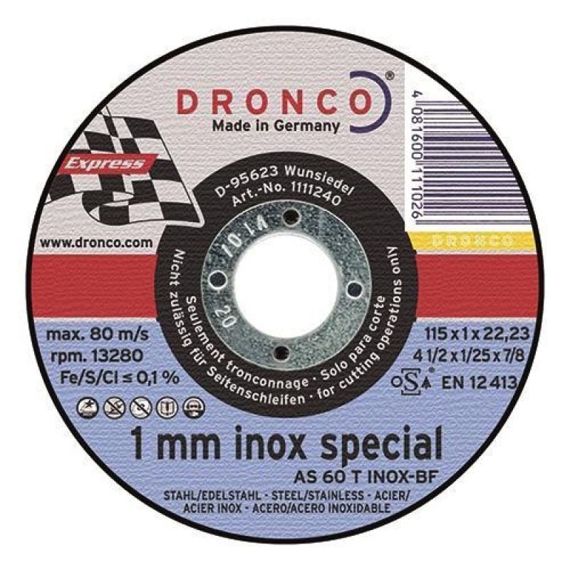 Δίσκος κοπής για inox 25τεμ. ίσιος SUPERIOR AS60T No115x1x2223mm DRONCO