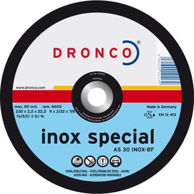 Δίσκος κοπής για inox 25τεμ. ίσιος SUPERIOR AS30T No180x22x223mm DRONCO