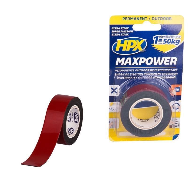 Ταινία διπλής όψεως MAXPOWER OUTDOOR μαύρη 25mmx15m WD-40 & HPX