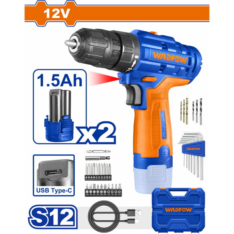 WADFOW ΔΡΑΠΑΝΟΚΑΤΣΑΒΙΔΟ ΜΠΑΤ. Li-ion 12V / 1.5Ah / 20Nm / 2 ΜΠΑΤ. Type C (WCDS525)