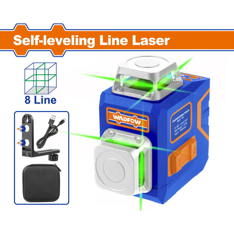 WADFOW ΑΛΦΑΔΙ LASER ΑΥΤΟ-ΟΡΙΖΟΝΤΙΟΥΜΕΝΟ 0-30m 8 LINE ΜΕ ΠΡΑΣΙΝΕΣ ΑΚΤΙΝΕΣ (WLE1M08)