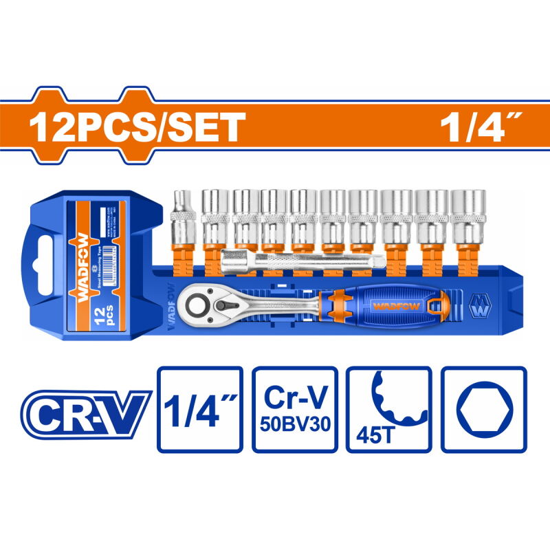 WADFOW ΣΕΤ ΚΑΡΥΔΑΚΙΑ ΜΕ ΚΑΣΤΑΝΙΑ 1/4" 12ΤΕΜ (WST4212)