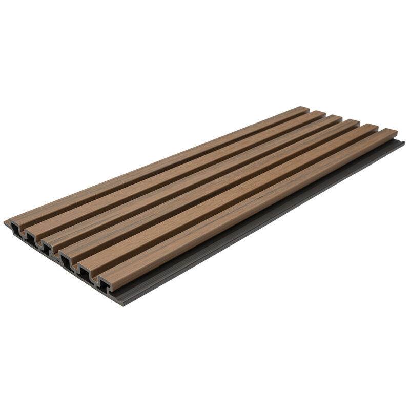 WPC PANEL 2ης ΓΕΝΙΑΣ ΜΕ 3D ΠΗΧΑΚΙΑ 25/147.5mm TEAK 5510 NewPlan - Image 3