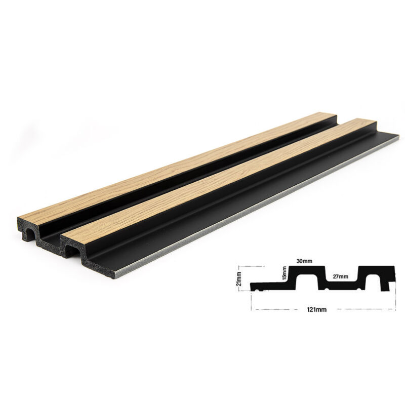 PS PANEL  ΜΕ 3D ΠΗΧΑΚΙΑ F4 RESIDENCE 21/122 mm  NAT.OAK/BLACK NewPlan - Image 3