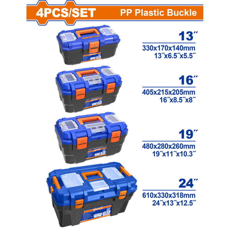 WADFOW ΣΕΤ 4ΤΕΜ ΕΡΓΑΛΕΙΟΘΗΚΕΣ ΠΛΑΣΤΙΚΕΣ 13"-16"-19"-24" ΜΕ ΠΛΑΣΤ. ΚΟΥΜΠΩΜΑΤΑ (WTB2104)