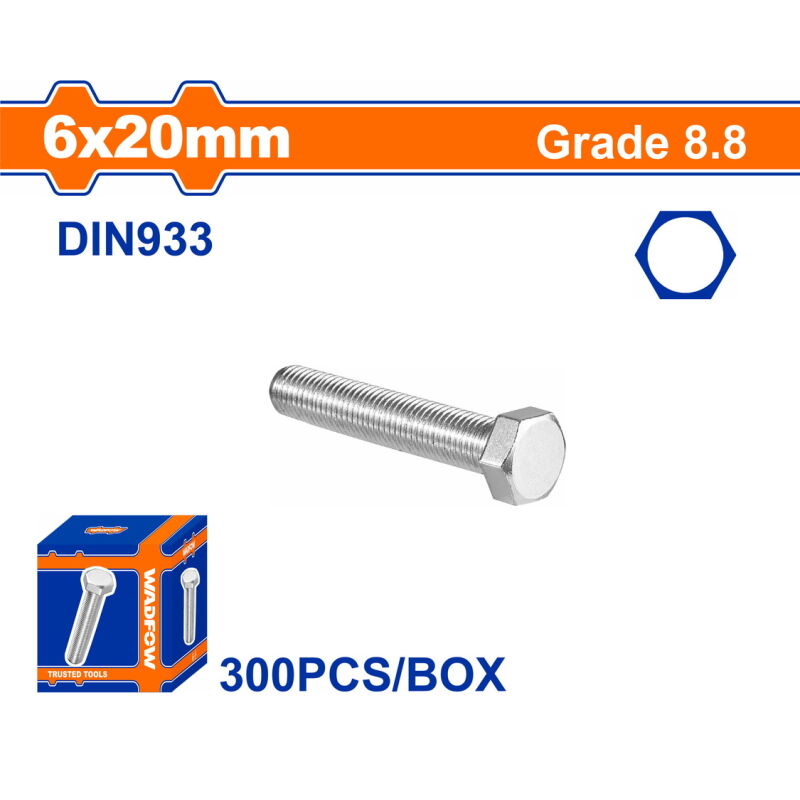 WADFOW ΒΙΔΑ ΕΞΑΓΩΝΗ ΓΑΛΒ. 8.8 DIN933 6X20 300TEM (WXSP514A)