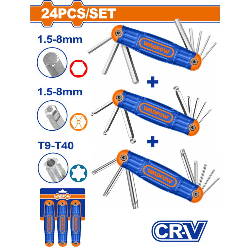 WADFOW ΣΕΤ ΚΛΕΙΔΙΑ ΑΛΛΕΝ + ΑΛΛΕΝ ΜΠΙΛΙΑΣ + TORX 24 ΤΕΜ ΣΟΥΓΙΑΣ ONE PROMOTION (WHK4203)